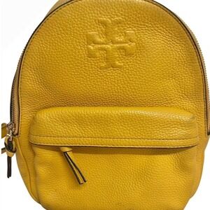 $350 TORY BURCH Solarium Yellow Leather Mini Backpack Designer Bag Embossed Logo